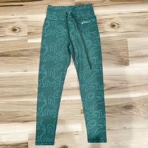 Echt Printed Green Drawstring Joggers Leggings Women’s XS